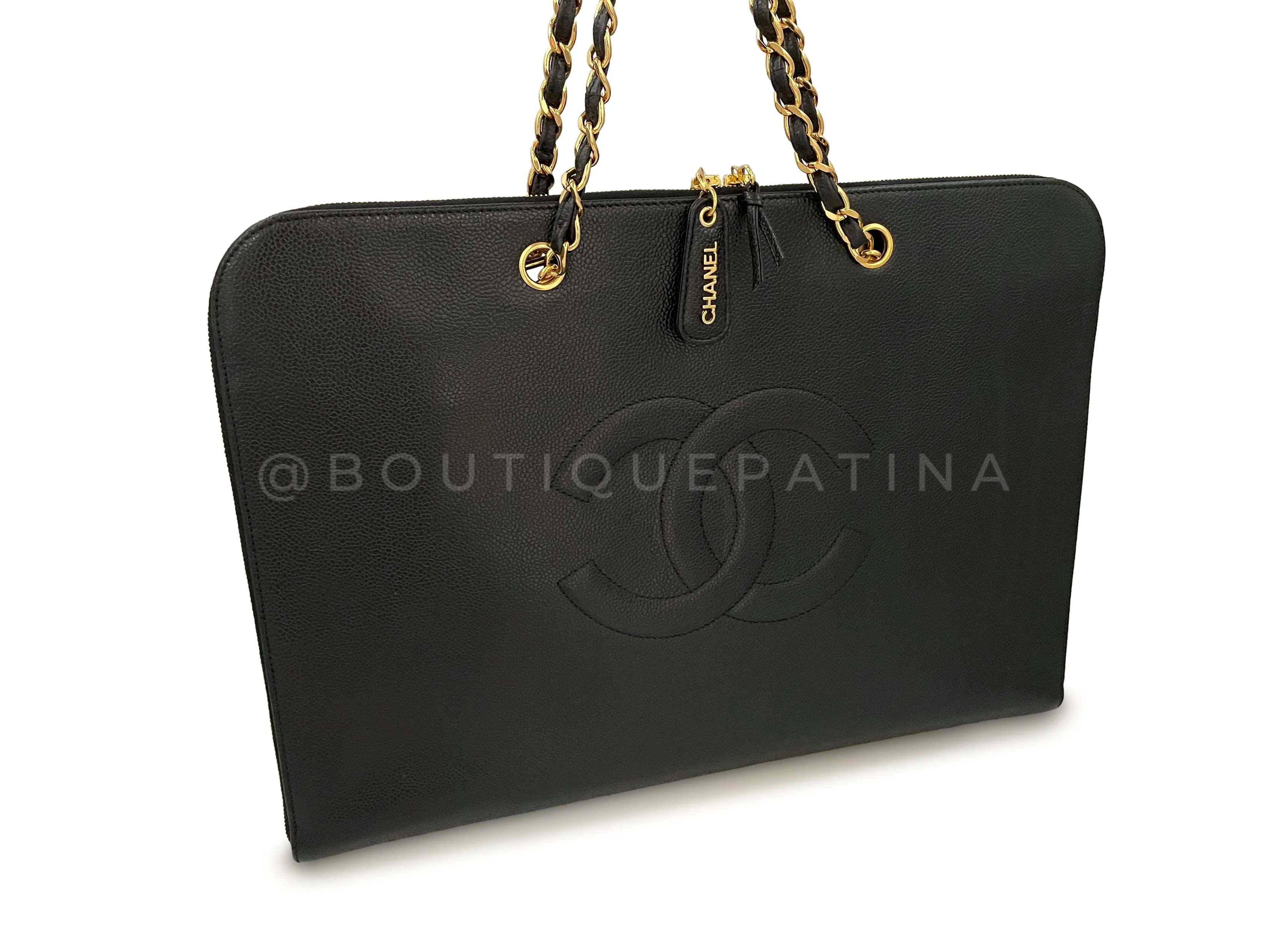 Chanel Vintage Black Caviar Portfolio Work Tote Bag 24k GHW