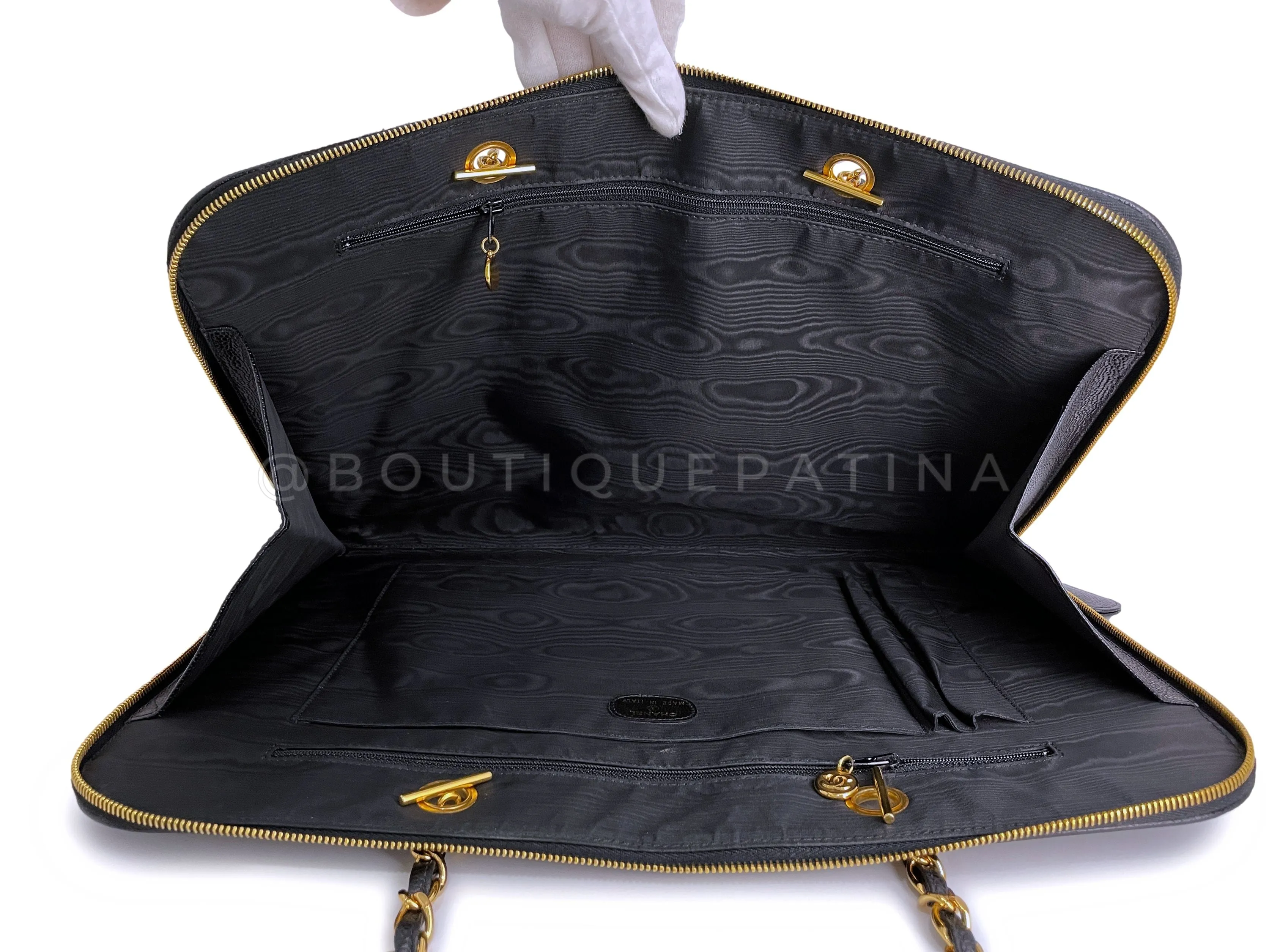Chanel Vintage Black Caviar Portfolio Work Tote Bag 24k GHW