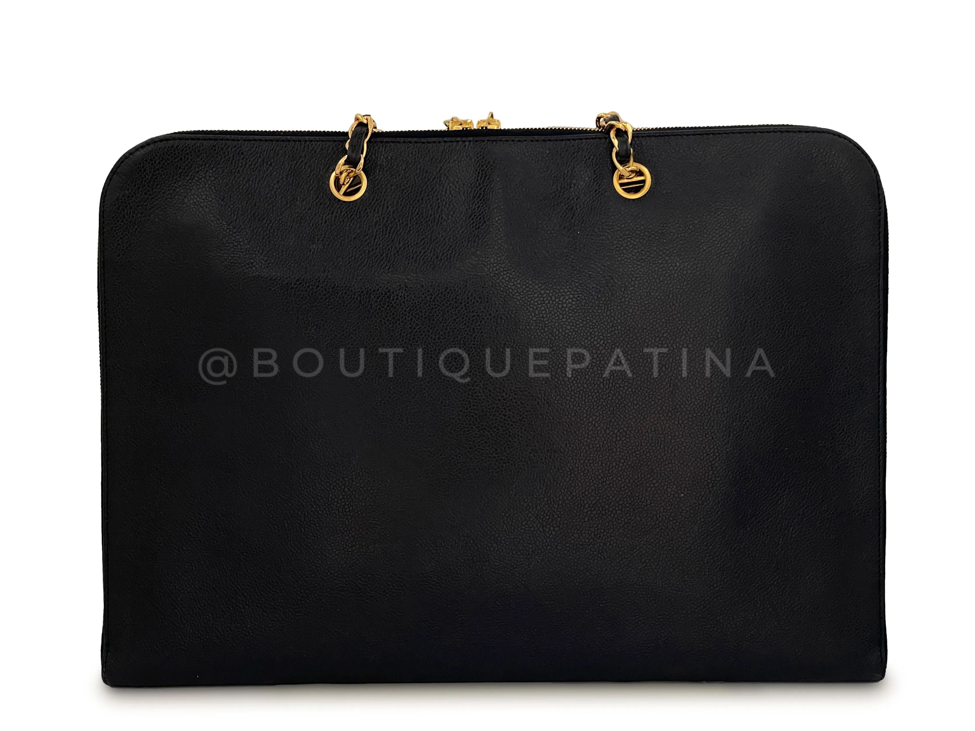 Chanel Vintage Black Caviar Portfolio Work Tote Bag 24k GHW