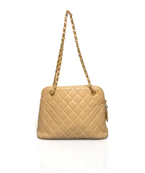 Chanel Vintage Quilted Beige Shoulder Bag - AWL1280