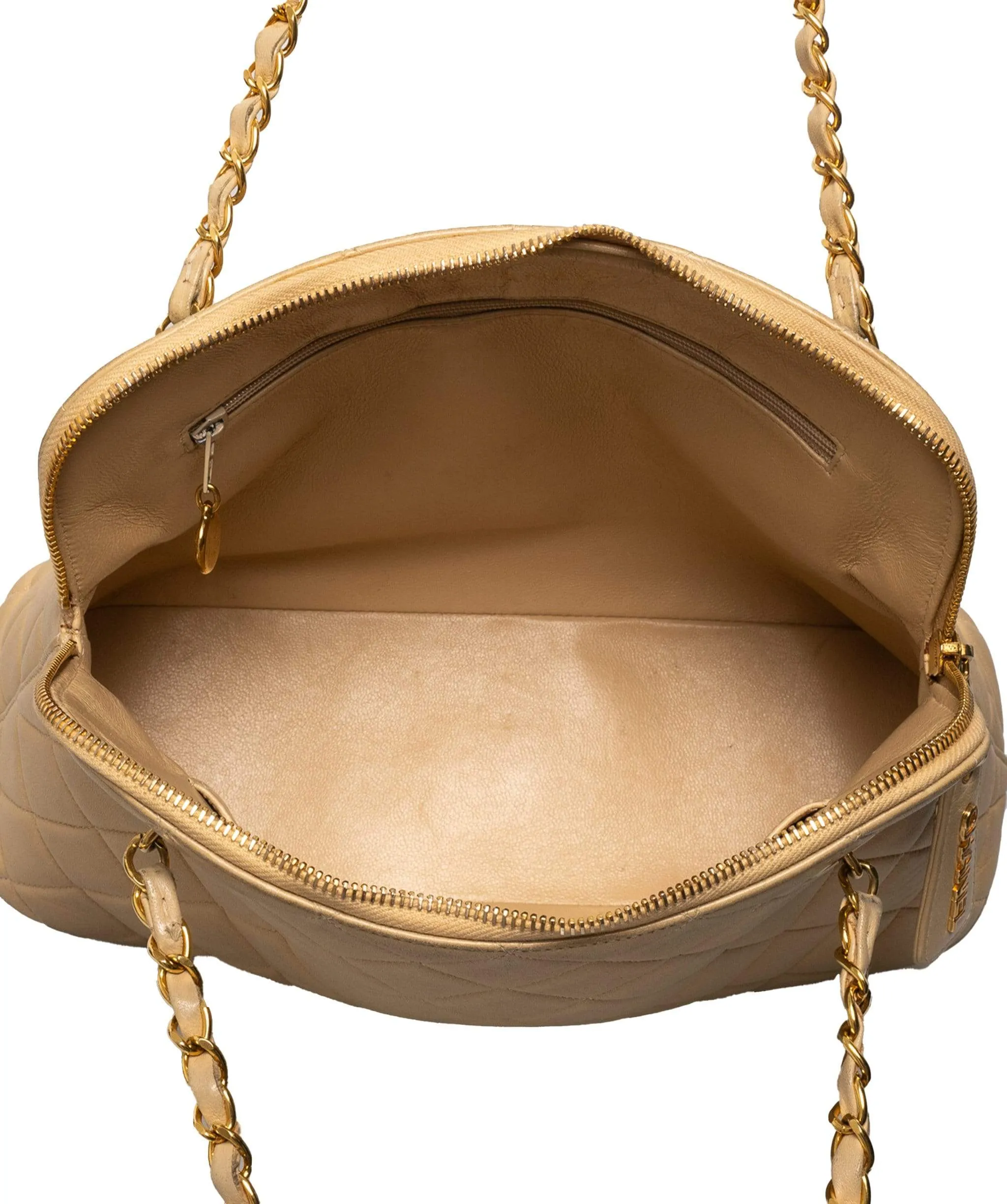 Chanel Vintage Quilted Beige Shoulder Bag - AWL1280