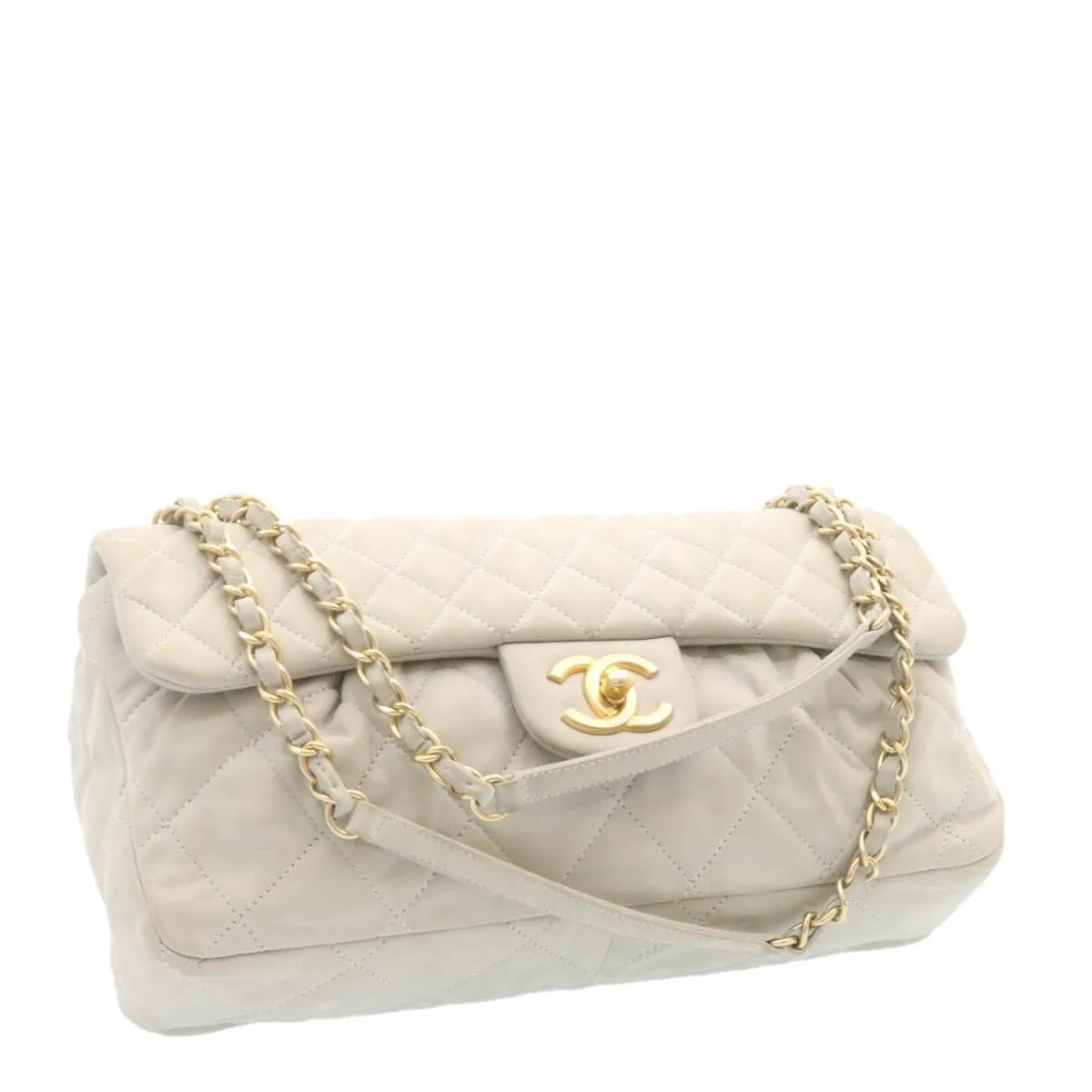 Chanel White Leather Sac  Rabat shoulder bag