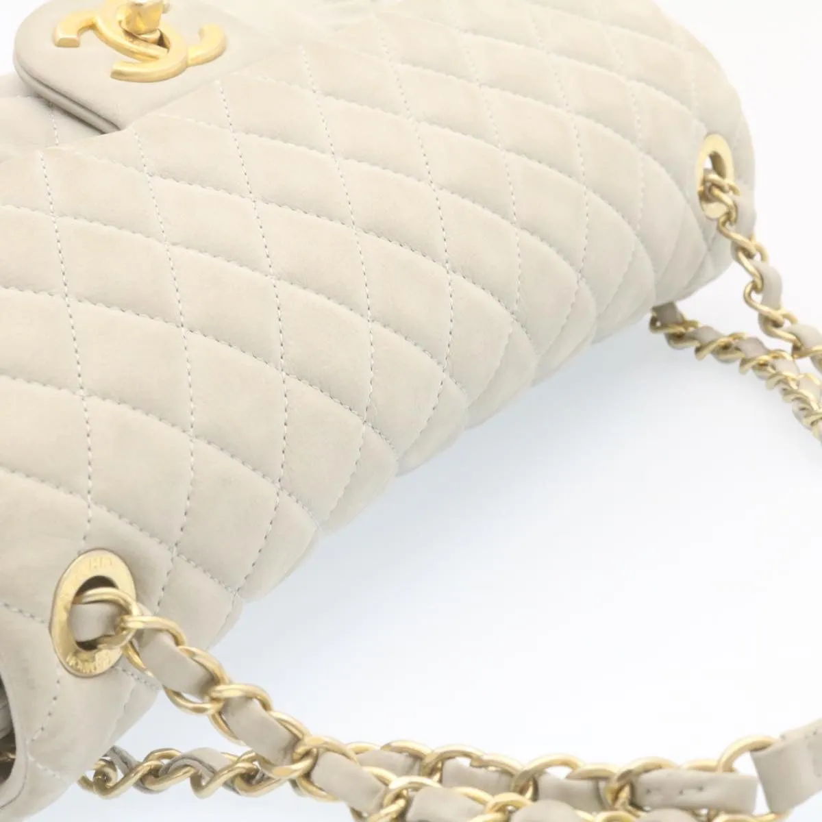 Chanel White Leather Sac  Rabat shoulder bag