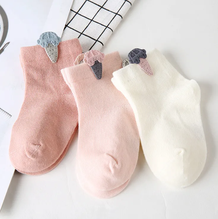 Children Accessories Toddler Girls Kids Socks Cotton Baby Leg Warm 3D Cartoon Button Socks Candy Color short Socks (1 Piece ONLY)