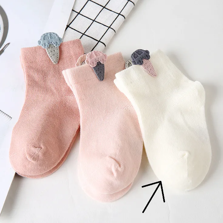 Children Accessories Toddler Girls Kids Socks Cotton Baby Leg Warm 3D Cartoon Button Socks Candy Color short Socks (1 Piece ONLY)