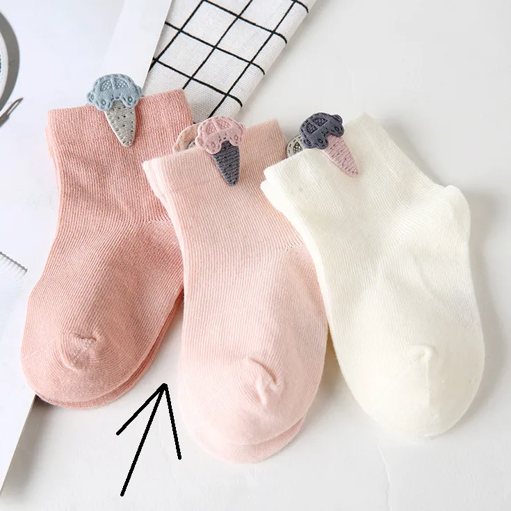 Children Accessories Toddler Girls Kids Socks Cotton Baby Leg Warm 3D Cartoon Button Socks Candy Color short Socks (1 Piece ONLY)