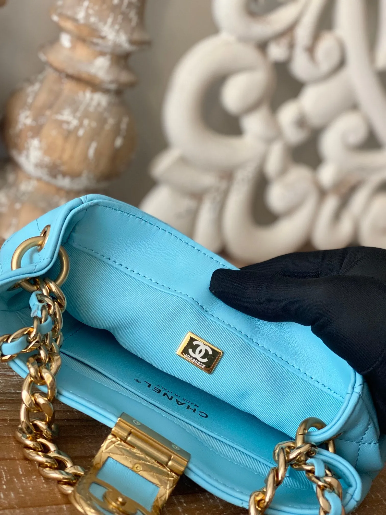 CHLSmall Hobo Bag Gold Hardware Blue For Women, Women&#8217;s Handbags, Shoulder Bags 7.5in/19cm