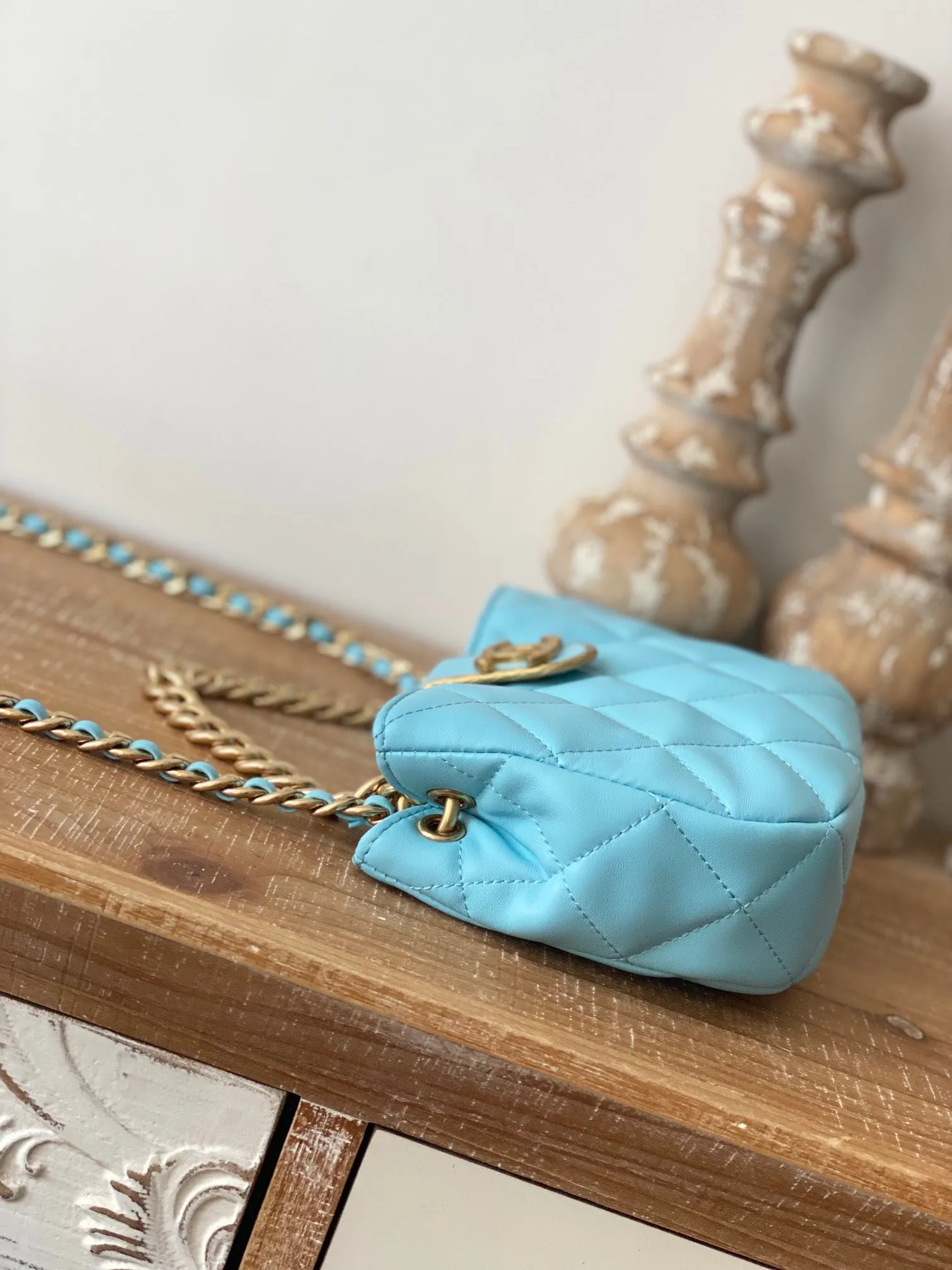 CHLSmall Hobo Bag Gold Hardware Blue For Women, Women&#8217;s Handbags, Shoulder Bags 7.5in/19cm