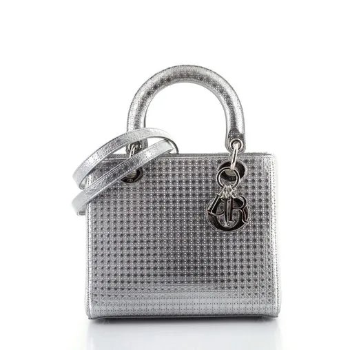 Christian Dior Lady Dior Bag Micro Cannage Metallic Calfskin Medium