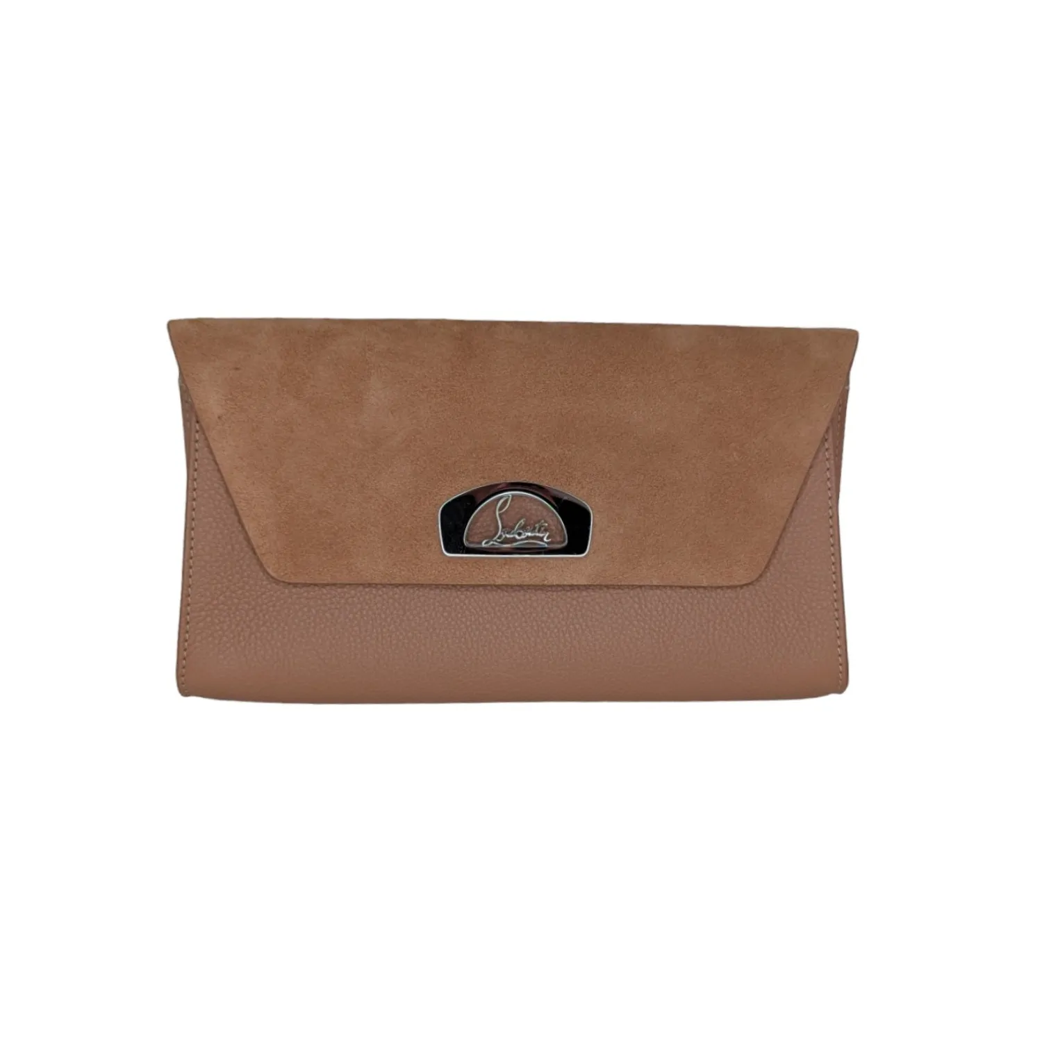Christian Louboutin Nude Suede Vero Dodat Clutch On Chain