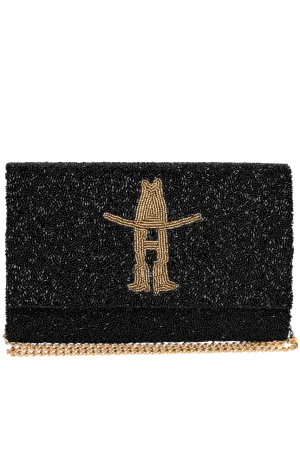 Christina Greene Houston Rodeo Beaded Clutch Bag - Black