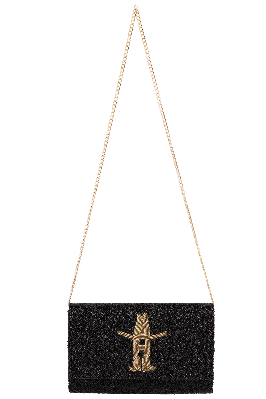 Christina Greene Houston Rodeo Beaded Clutch Bag - Black
