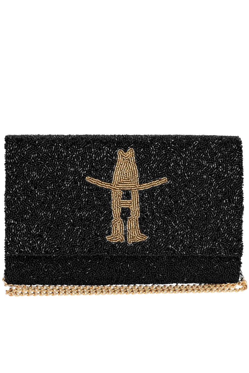 Christina Greene Houston Rodeo Beaded Clutch Bag - Black
