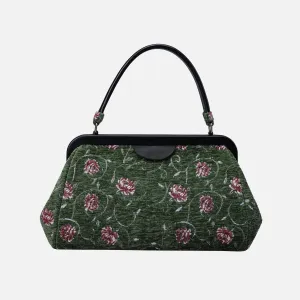 Climbing Rose Arugula Green Top Handle Purse