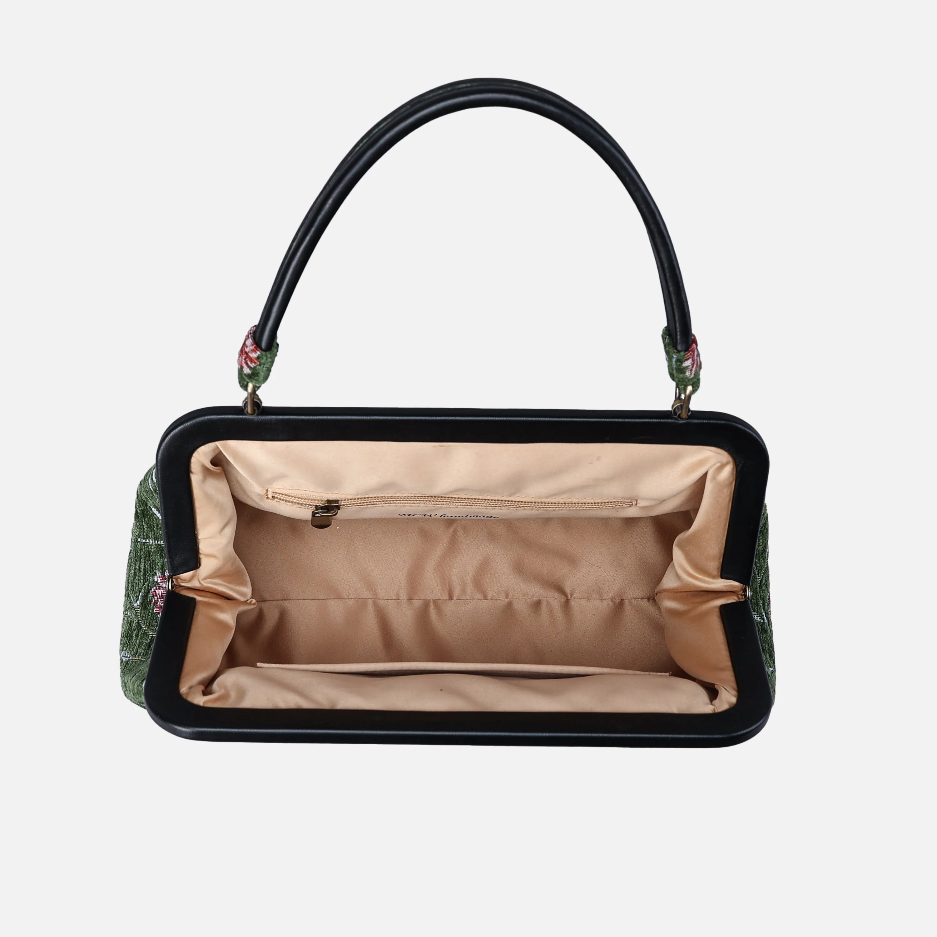 Climbing Rose Arugula Green Top Handle Purse
