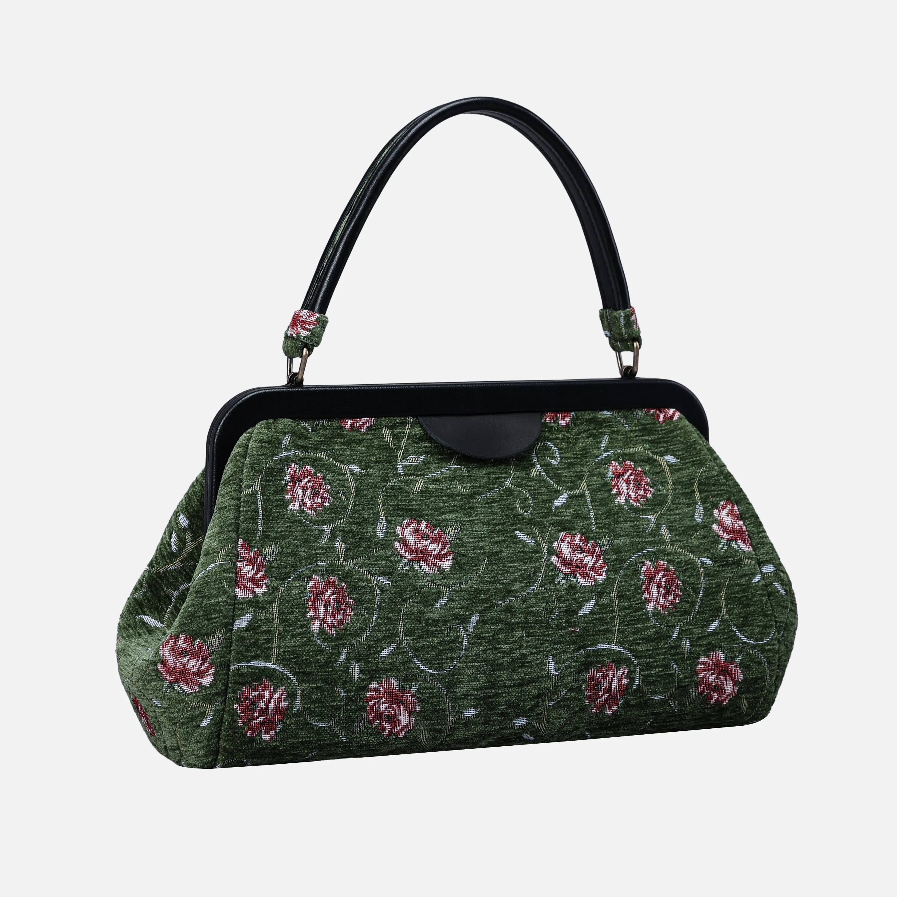 Climbing Rose Arugula Green Top Handle Purse