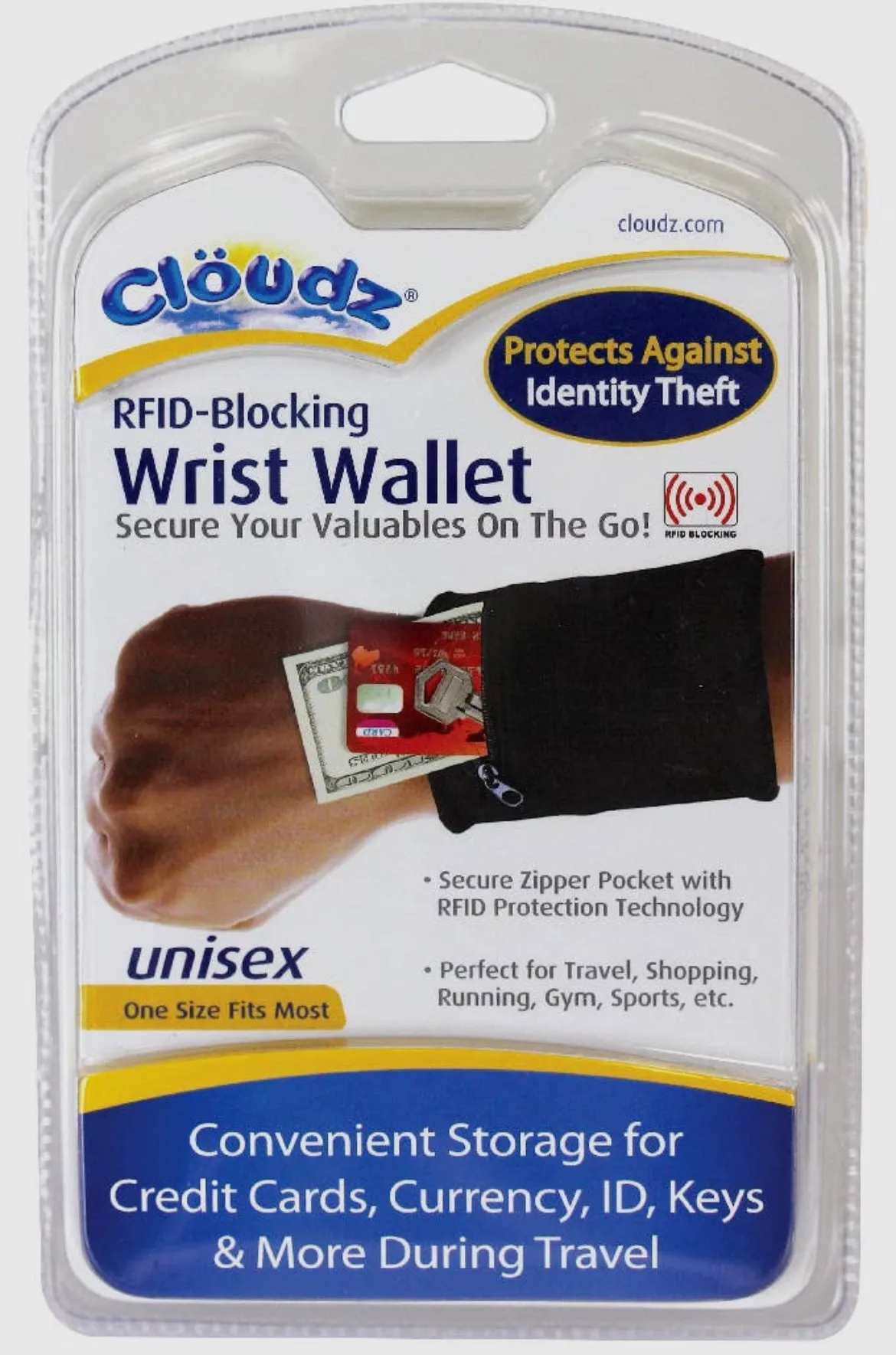Cloudz RFID-Blocking Wrist Wallet- $12.99