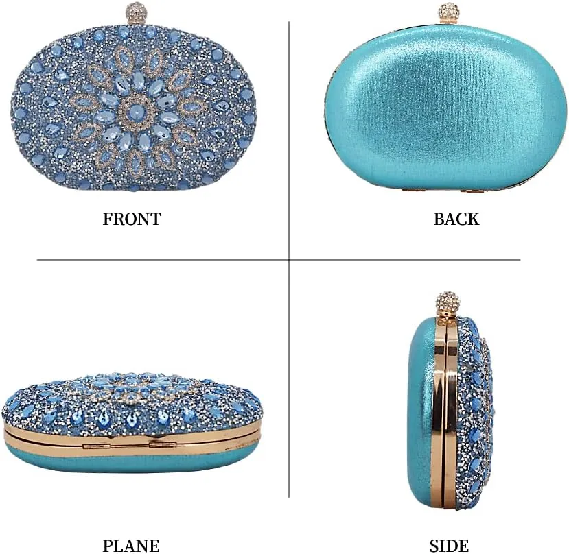 Clutch Purses for Women Evening Bag Nude Purse Luxury Handbag Bride Wallet Glitter Multicolor Rhinestone Bags