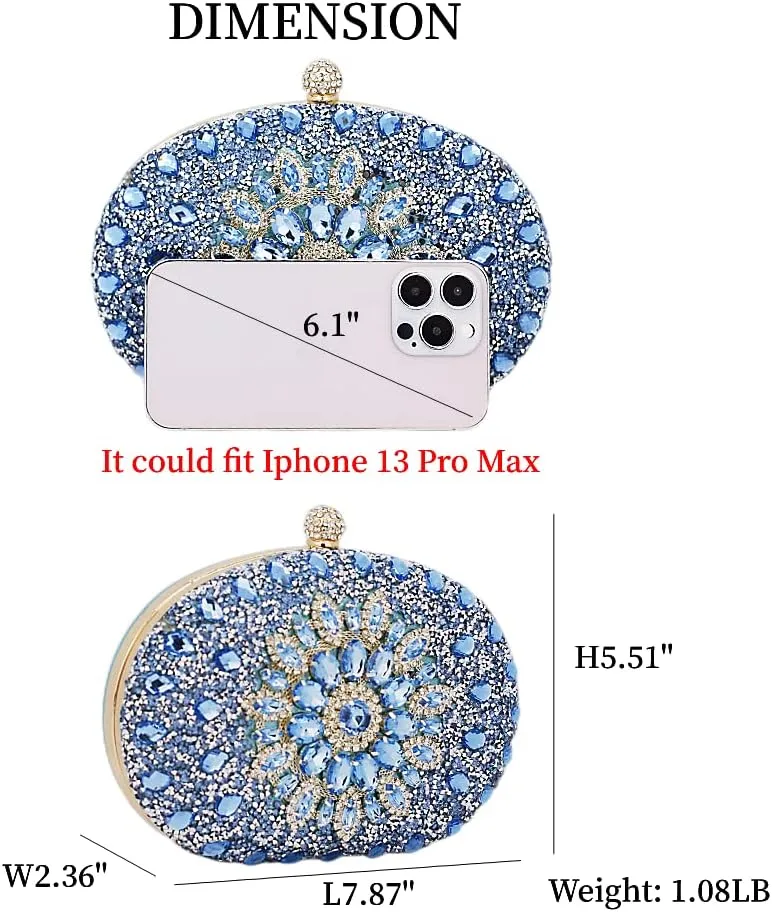 Clutch Purses for Women Evening Bag Nude Purse Luxury Handbag Bride Wallet Glitter Multicolor Rhinestone Bags