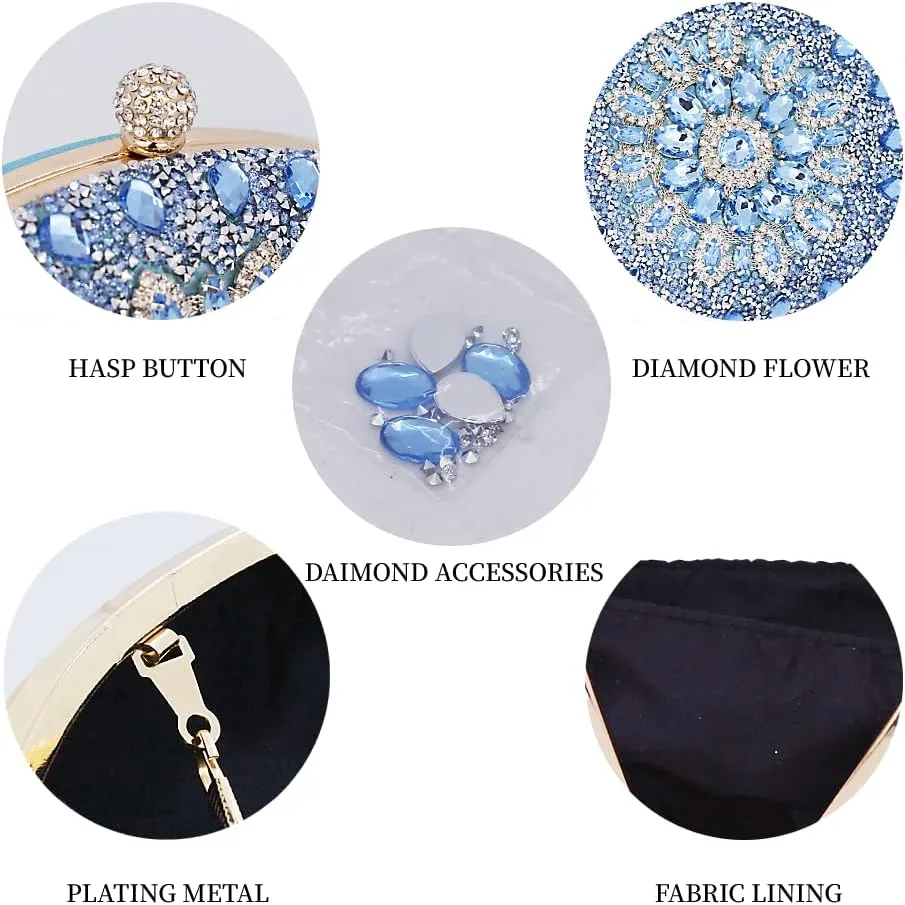 Clutch Purses for Women Evening Bag Nude Purse Luxury Handbag Bride Wallet Glitter Multicolor Rhinestone Bags