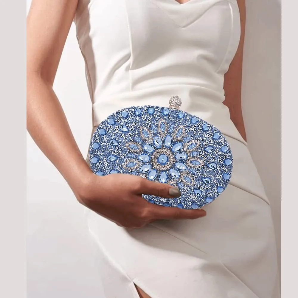 Clutch Purses for Women Evening Bag Nude Purse Luxury Handbag Bride Wallet Glitter Multicolor Rhinestone Bags