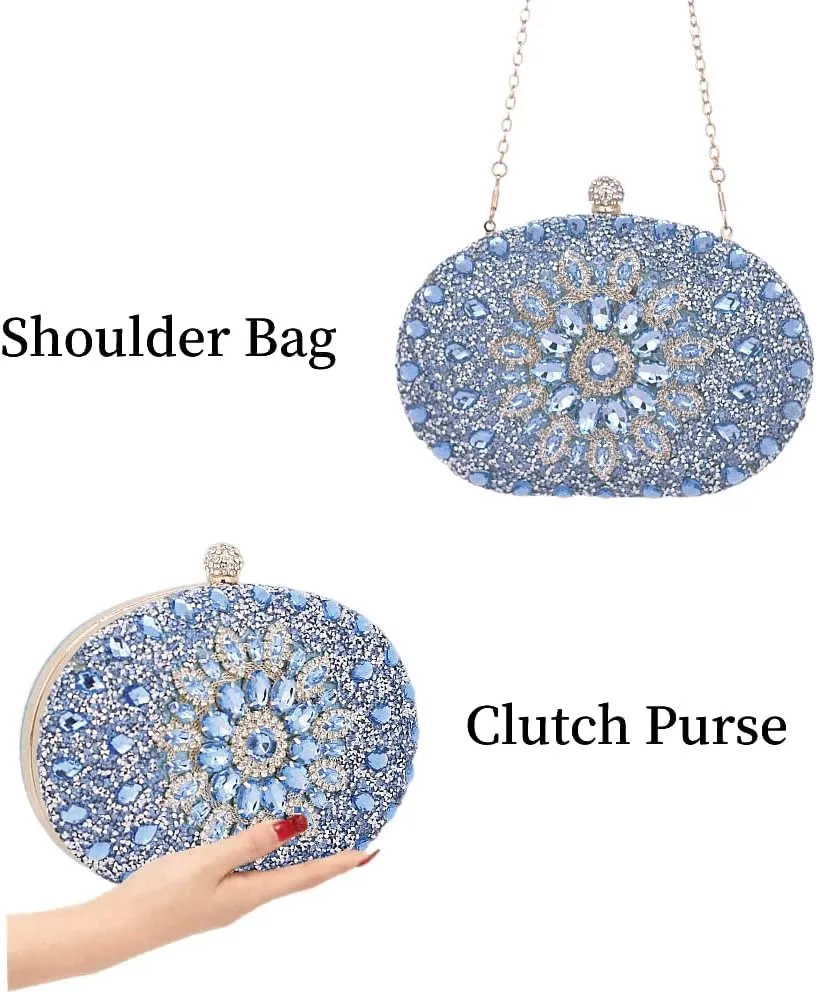 Clutch Purses for Women Evening Bag Nude Purse Luxury Handbag Bride Wallet Glitter Multicolor Rhinestone Bags