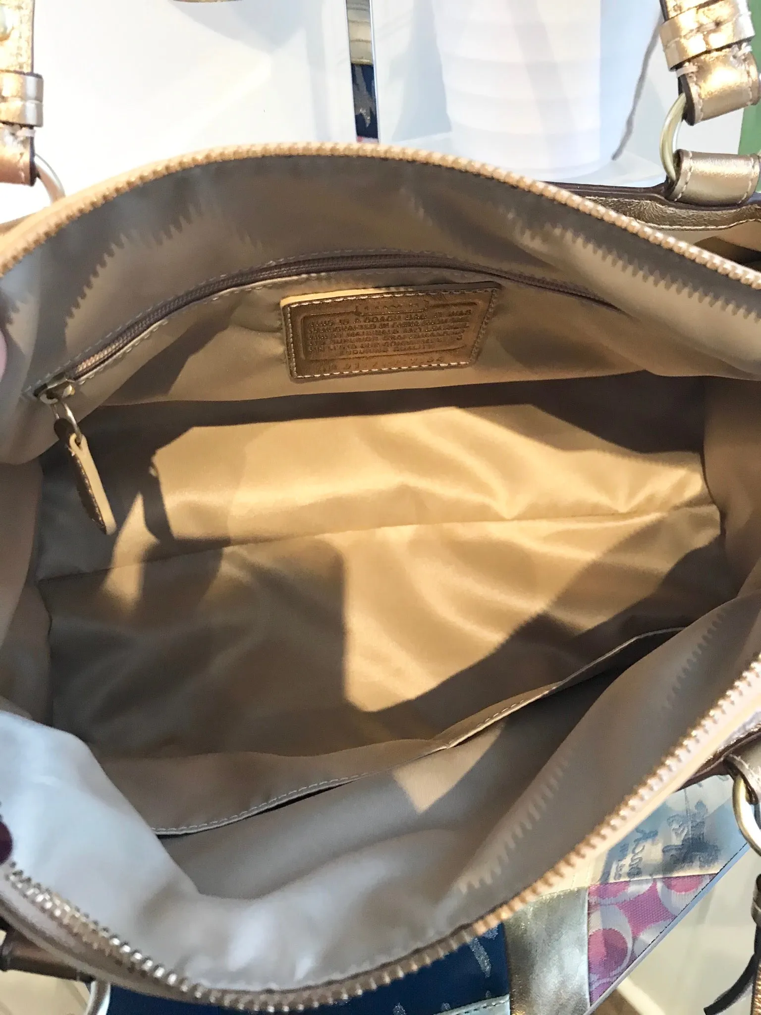 COACH Patchwork Canvas Leather Bowling Tote