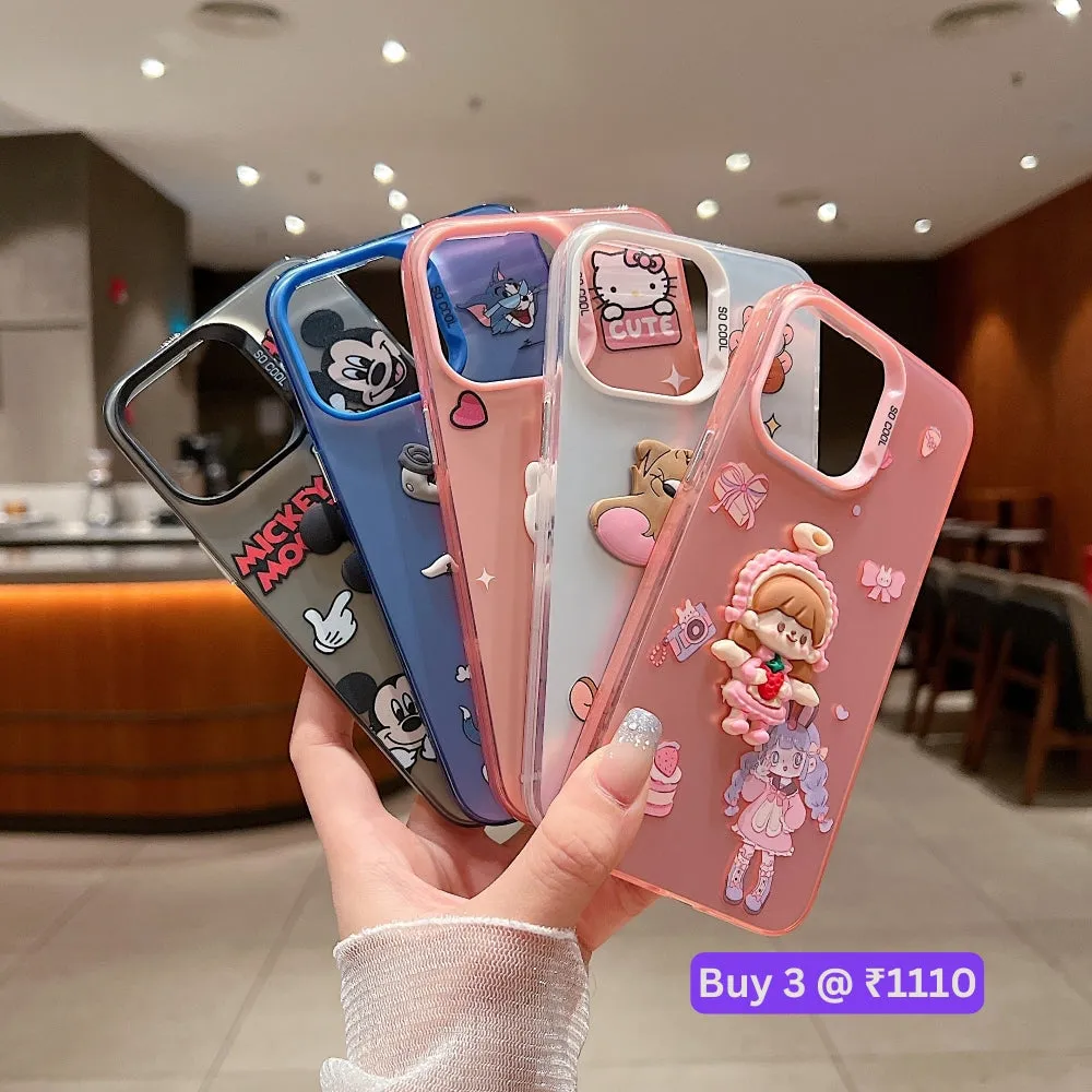 Colorful Printed and 3D Embossed Cartoon Phone Case - Oppo F23