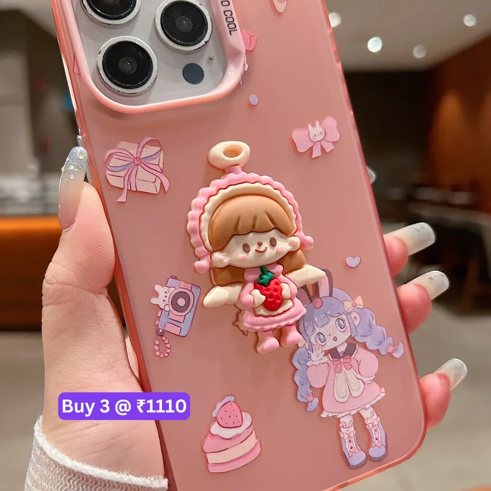 Colorful Printed and 3D Embossed Cartoon Phone Case - Oppo F23