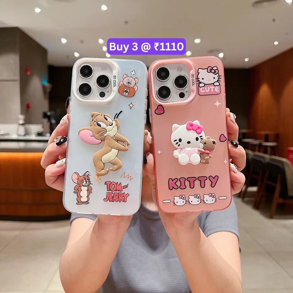 Colorful Printed and 3D Embossed Cartoon Phone Case - Oppo F23