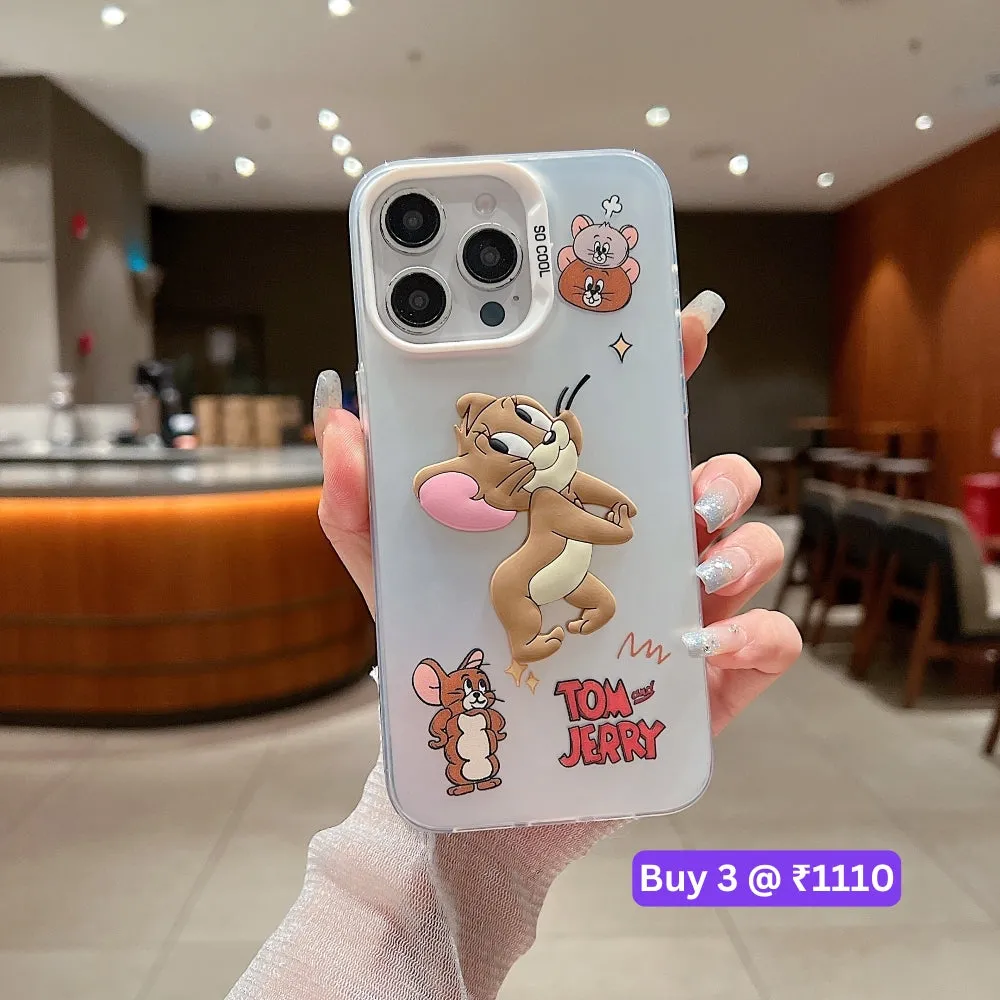 Colorful Printed and 3D Embossed Cartoon Phone Case - Oppo F23