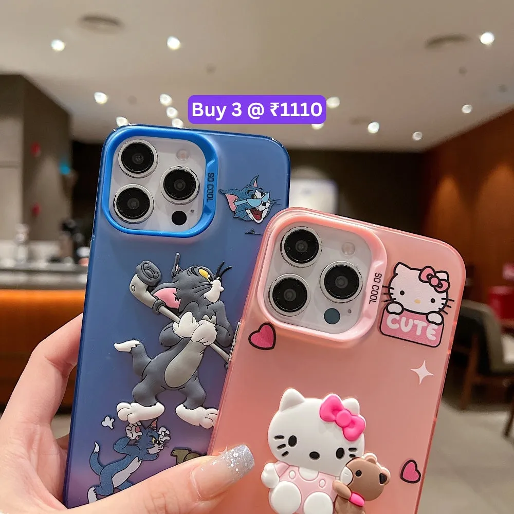 Colorful Printed and 3D Embossed Cartoon Phone Case - Oppo F23