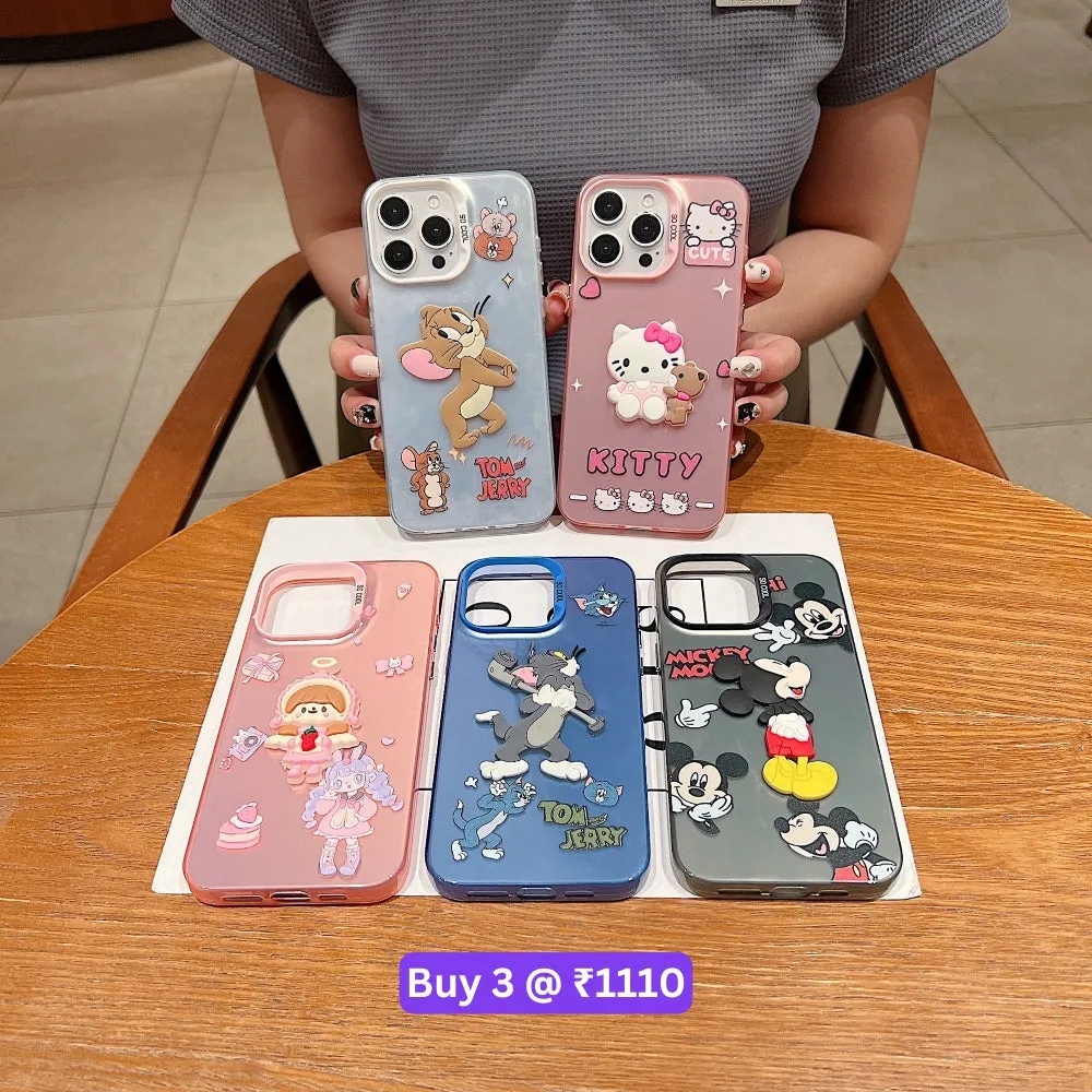 Colorful Printed and 3D Embossed Cartoon Phone Case - Oppo F23