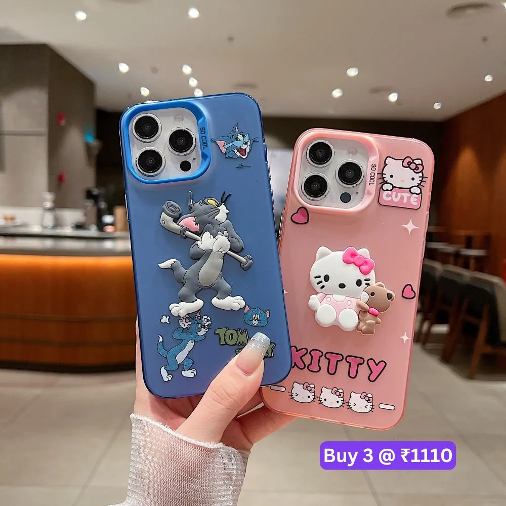 Colorful Printed and 3D Embossed Cartoon Phone Case - Oppo F23