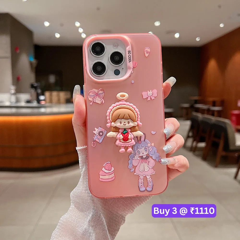 Colorful Printed and 3D Embossed Cartoon Phone Case - Oppo F23