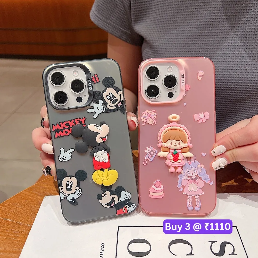 Colorful Printed and 3D Embossed Cartoon Phone Case - Oppo F23