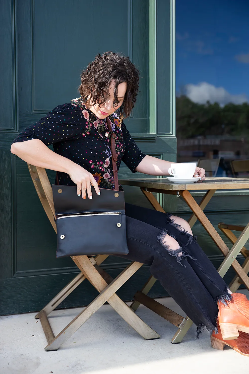 Convertible Leather Crossbody & Clutch - Black & Brown