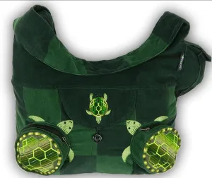 Corduroy Patchwork Terrapin Turtle Pouches Embroidered Saddle Bag