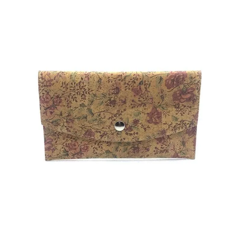 Cork Passport and Document Holder Floral Rose