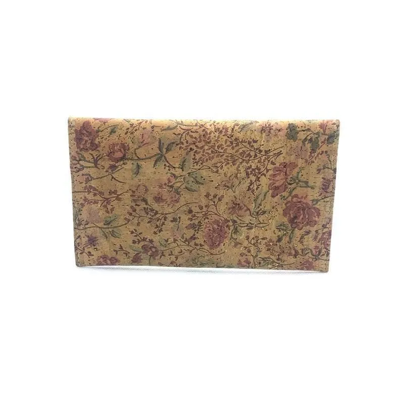 Cork Passport and Document Holder Floral Rose
