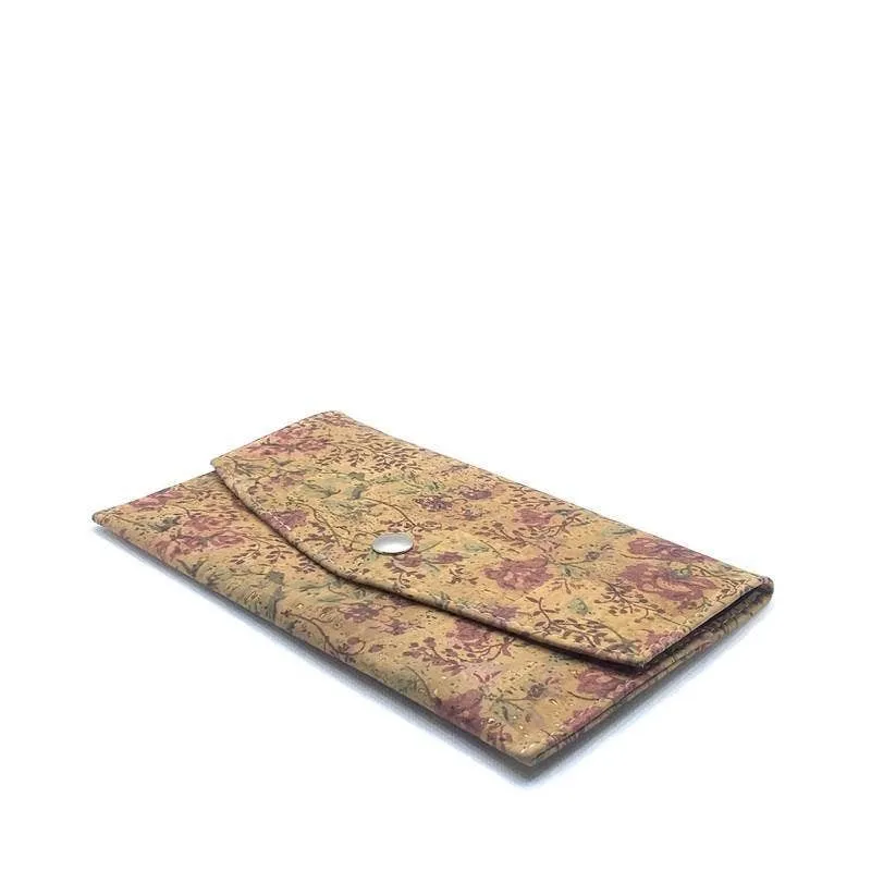 Cork Passport and Document Holder Floral Rose