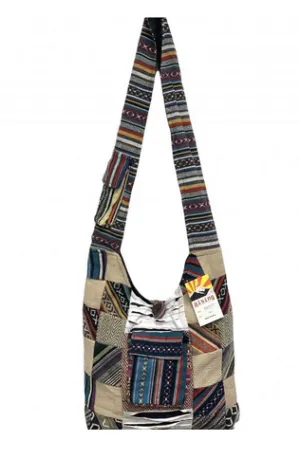 Cotton Patchwork Front Pocket Square Patches Bag