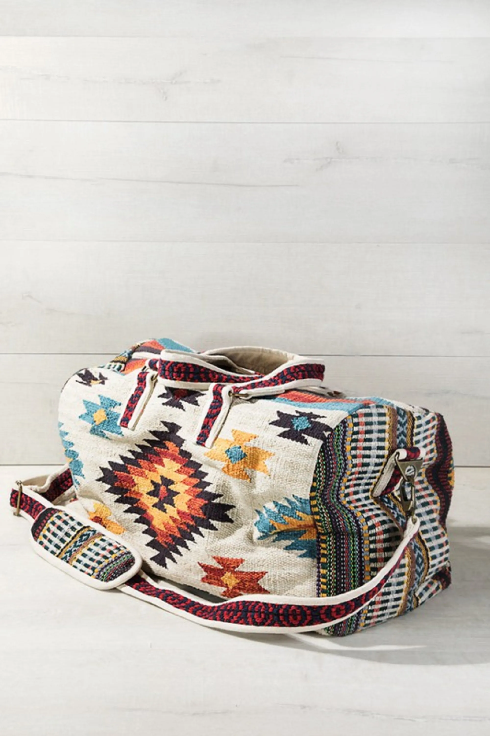 Cream brown  Boho Chic Navajo Pattern Weekender Duffle Bag