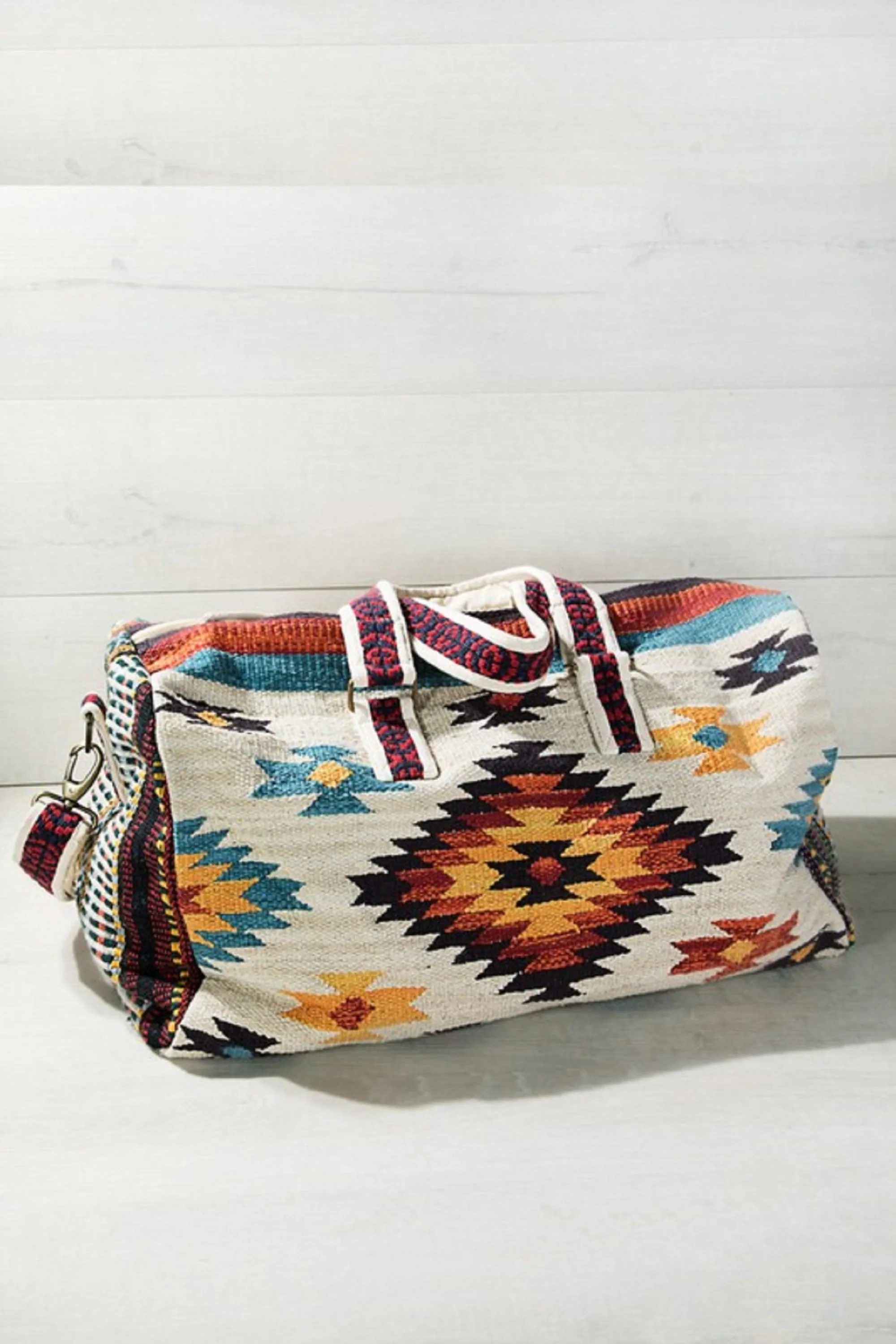 Cream brown  Boho Chic Navajo Pattern Weekender Duffle Bag