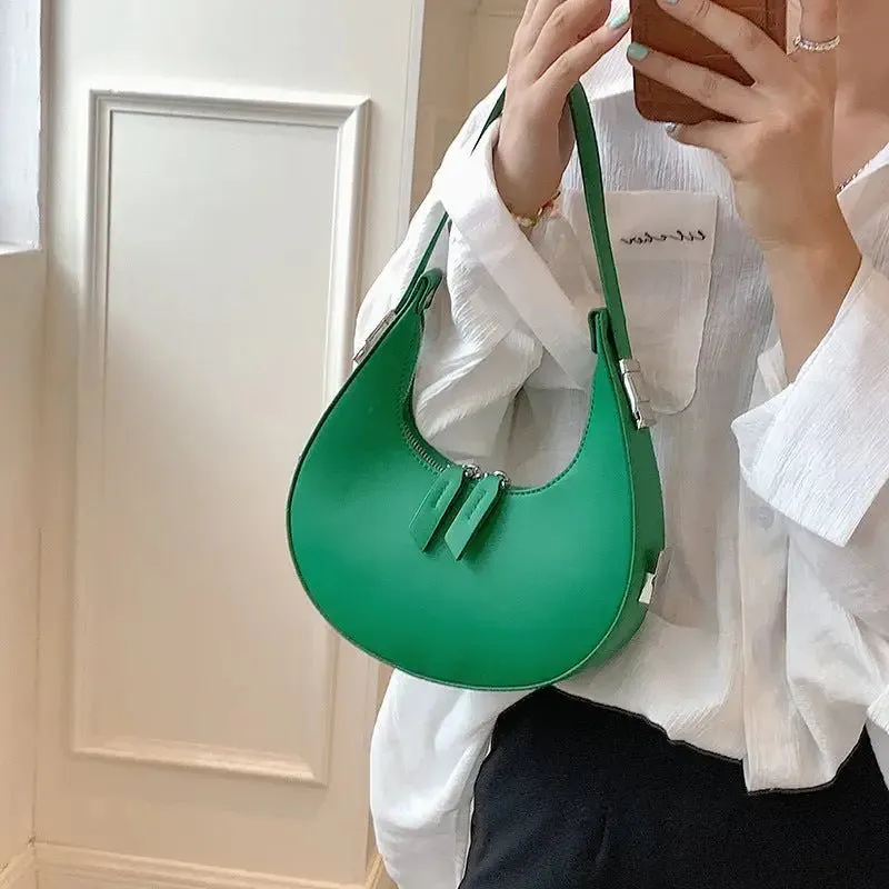 Crescent Leather Small Bag: Stylish U-Shaped Underarm Bag in 4 Colors