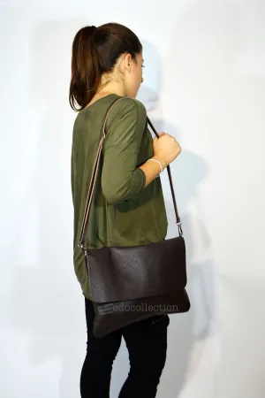 Crossbody Leather Handbag-Brown