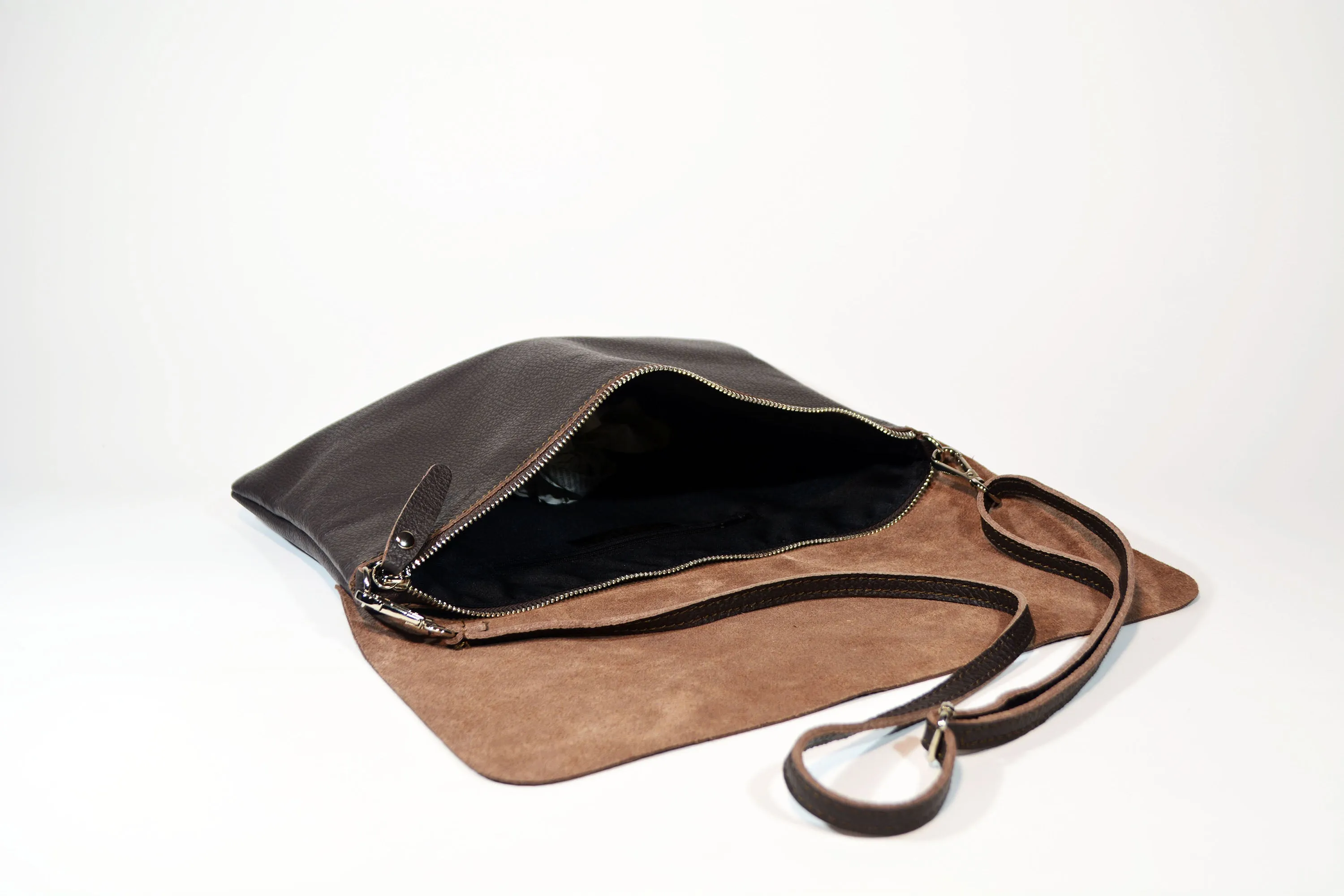 Crossbody Leather Handbag-Brown