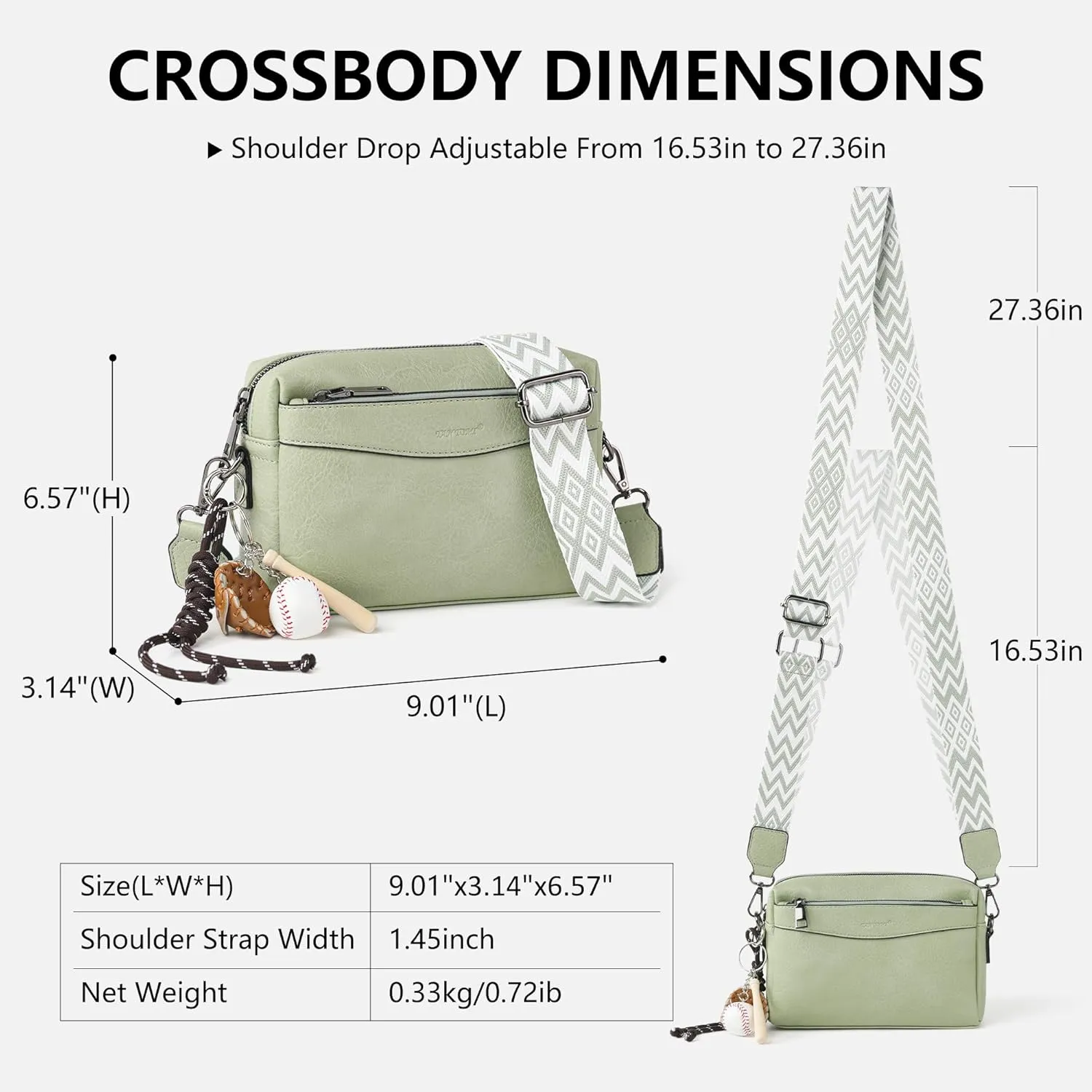 Crossbody Purses, Simple Fashion Crossbody with Removable Shoulder Strap, Multi-Pocket Crossbody Bags for Women