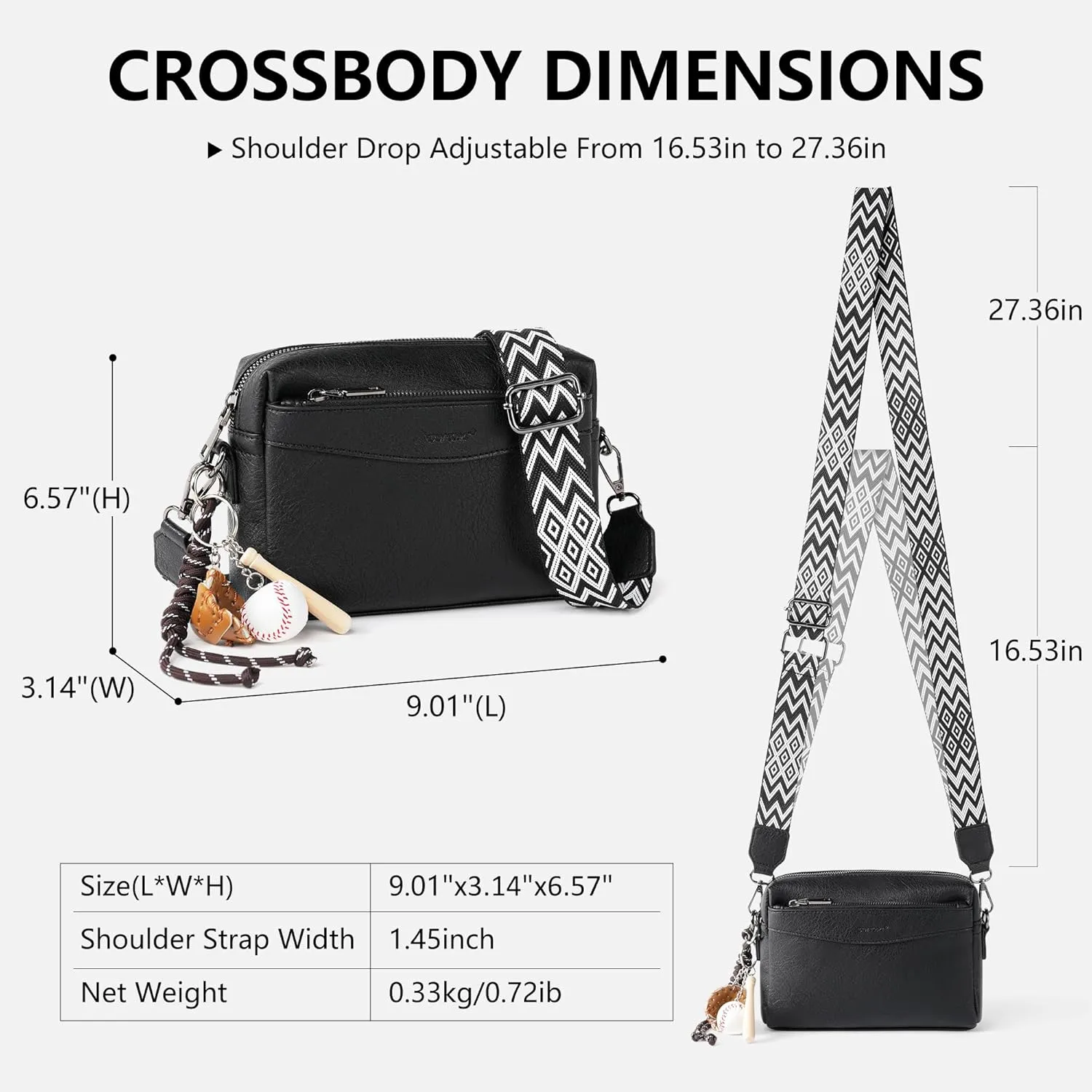 Crossbody Purses, Simple Fashion Crossbody with Removable Shoulder Strap, Multi-Pocket Crossbody Bags for Women