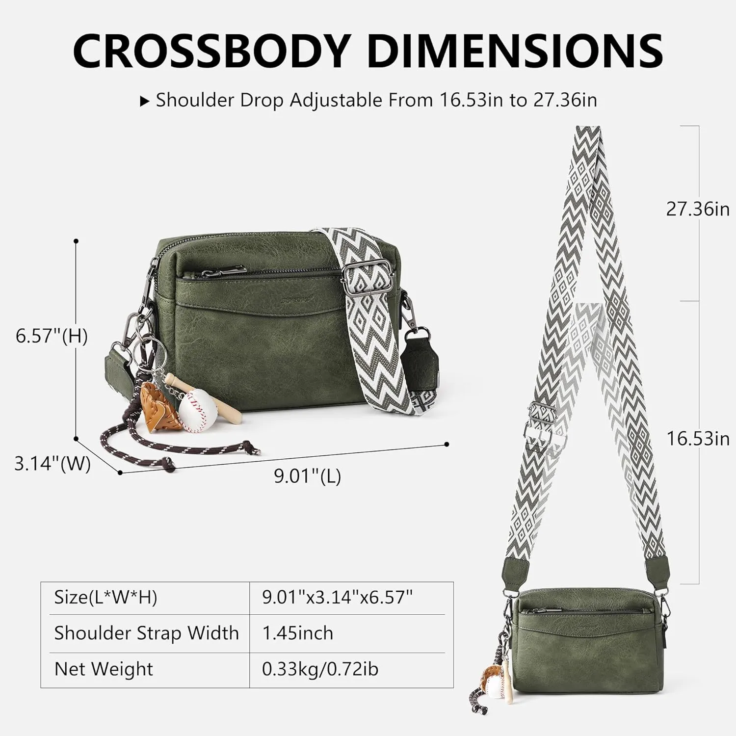Crossbody Purses, Simple Fashion Crossbody with Removable Shoulder Strap, Multi-Pocket Crossbody Bags for Women